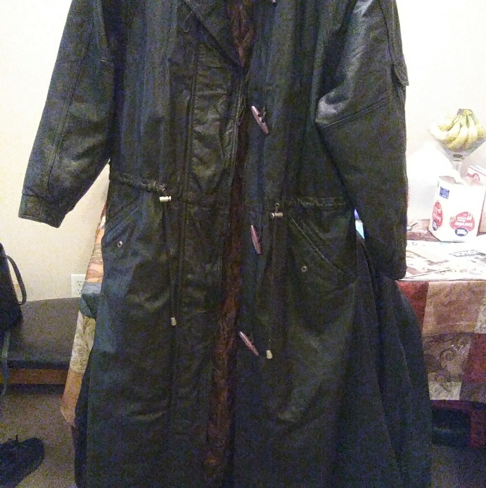 Full length leather coat